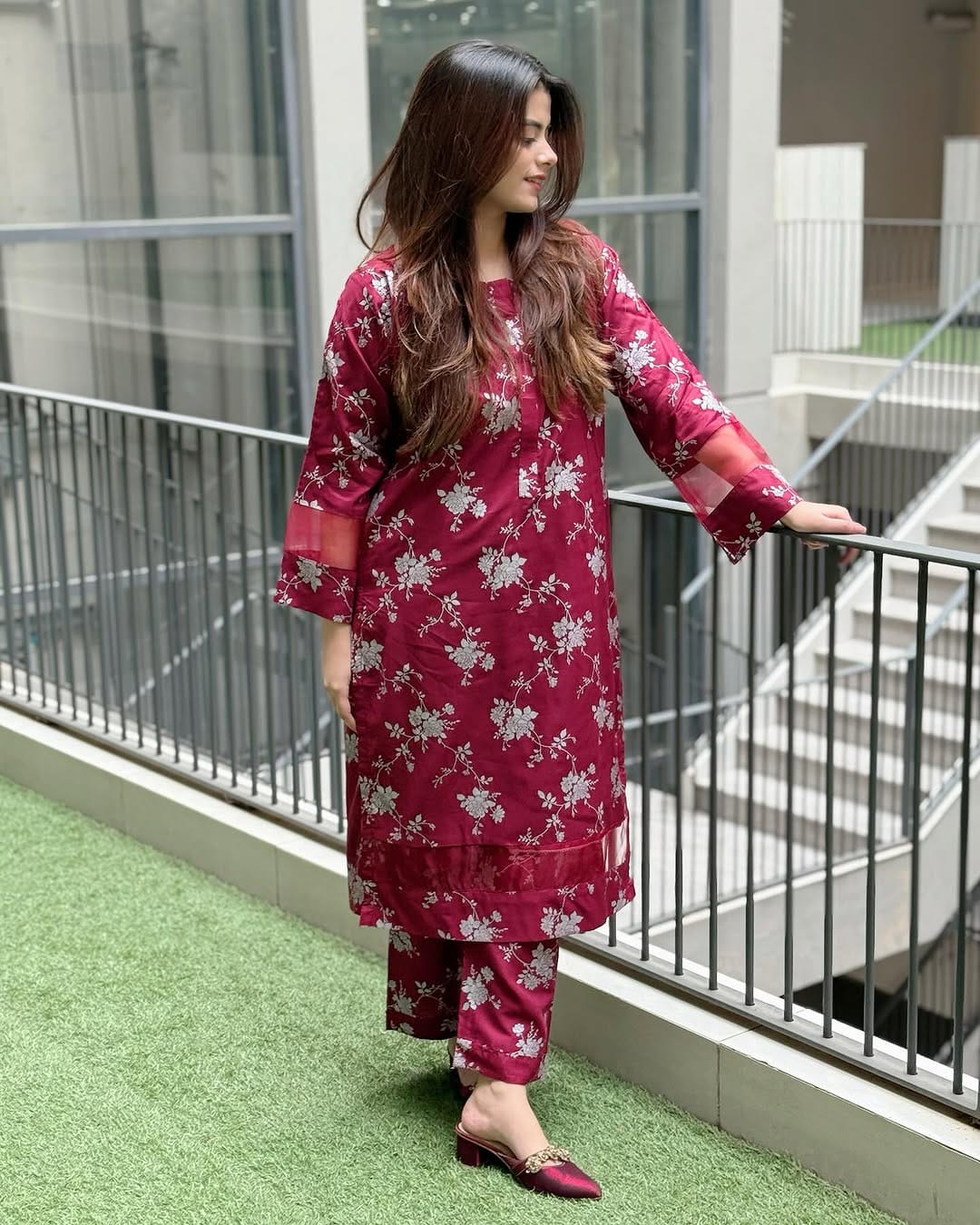 Elegence Doriya cotton Blosom  printed Long lenth Co-ord 2p set