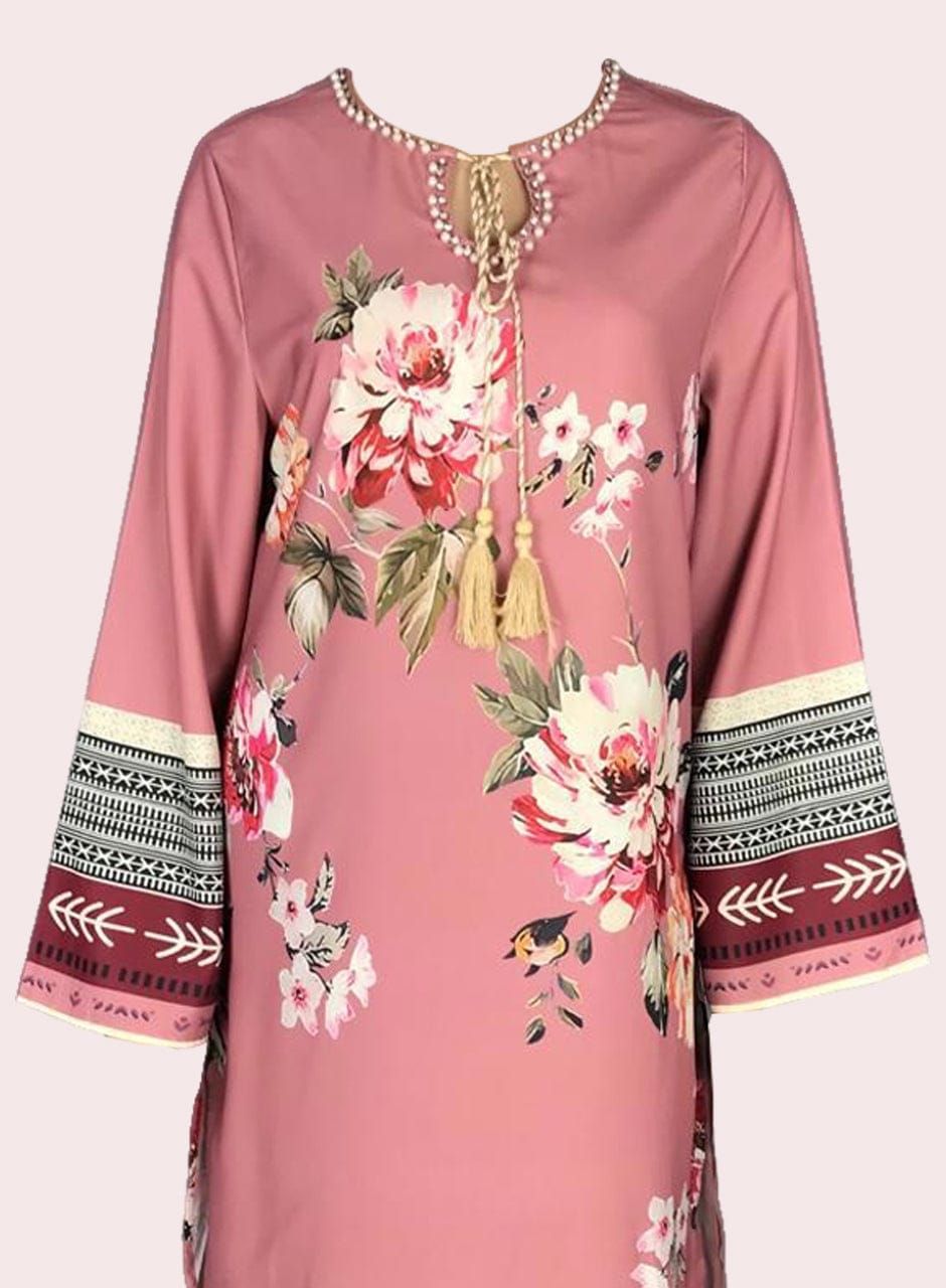 PINK FLORAL CO-ORD SET STITCHED FOR GIRLS