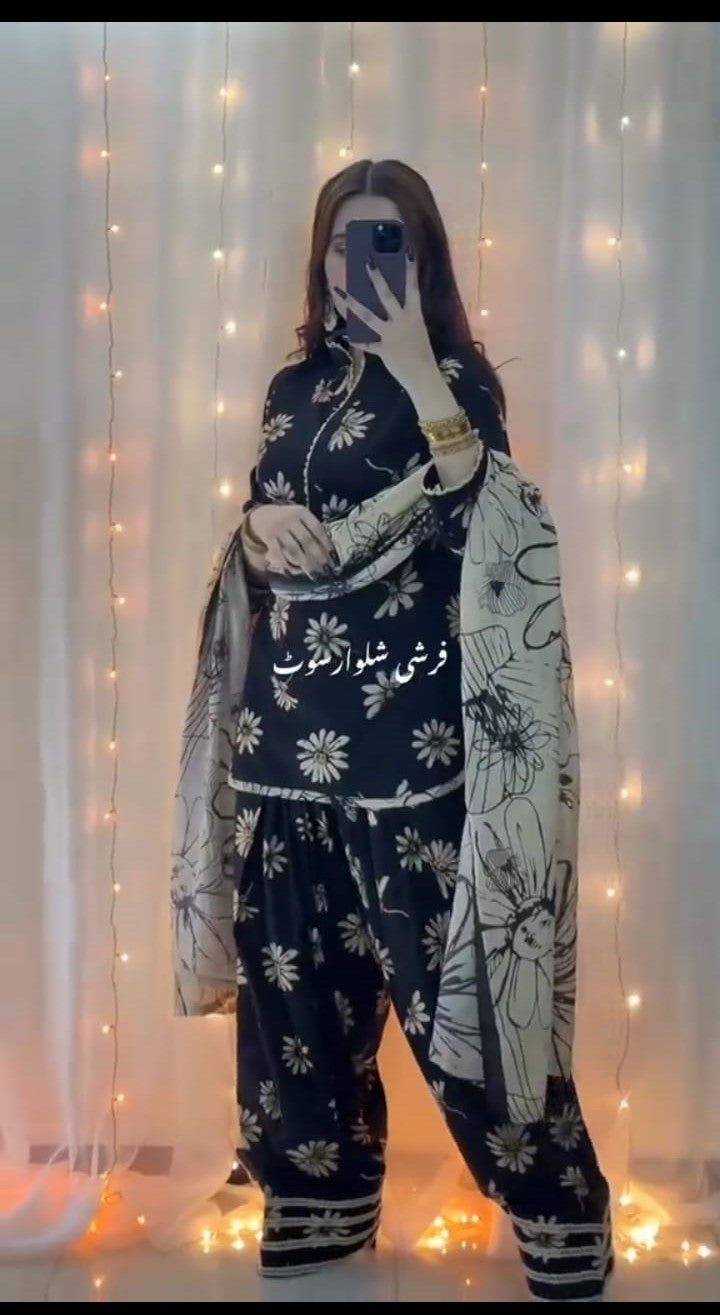 BLACK ELEGANT (FARSHI SHALWAR) 3PC STITCHED