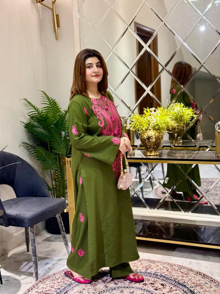 OMAL EMB CO-ORD SET STITCHED FOR GIRLS