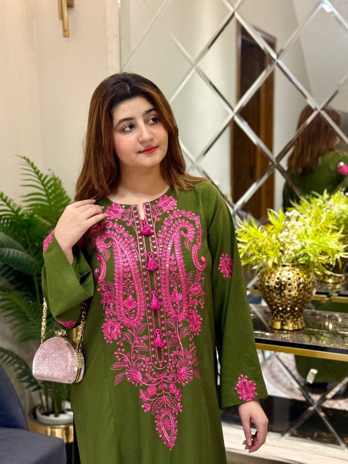 OMAL EMB CO-ORD SET STITCHED FOR GIRLS