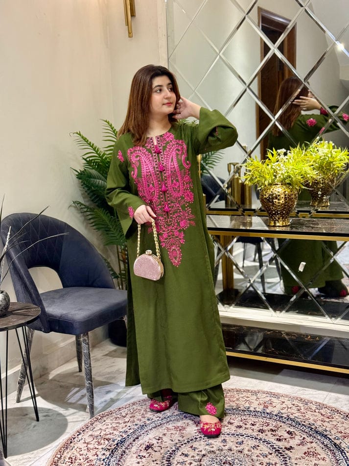 OMAL EMB CO-ORD SET STITCHED FOR GIRLS