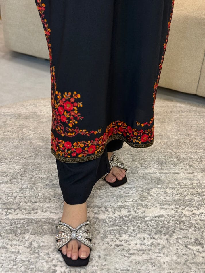 BLACK HOOR LONG LENGTH CO-ORD SET STITCHED FOR GIRLS