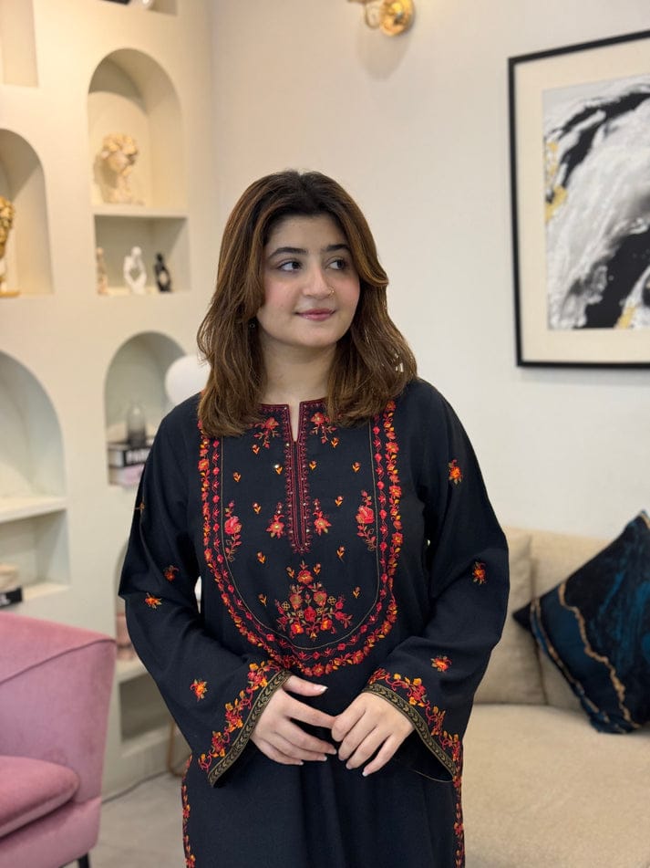 BLACK HOOR LONG LENGTH CO-ORD SET STITCHED FOR GIRLS