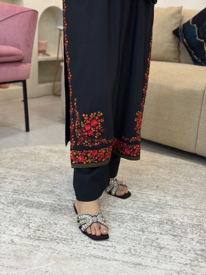 BLACK HOOR LONG LENGTH CO-ORD SET STITCHED FOR GIRLS