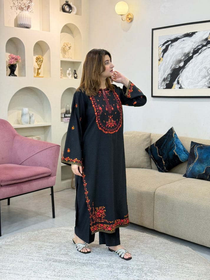 BLACK HOOR LONG LENGTH CO-ORD SET STITCHED FOR GIRLS