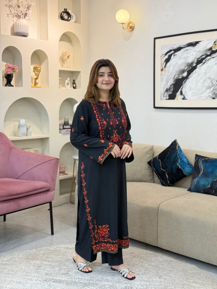 BLACK HOOR LONG LENGTH CO-ORD SET STITCHED FOR GIRLS