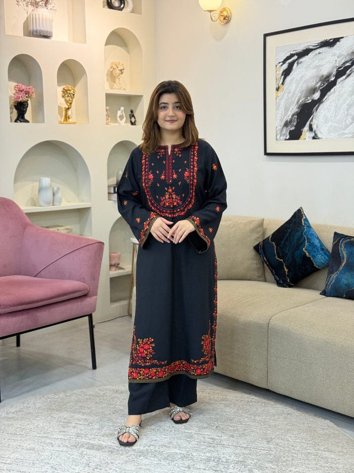 BLACK HOOR LONG LENGTH CO-ORD SET STITCHED FOR GIRLS