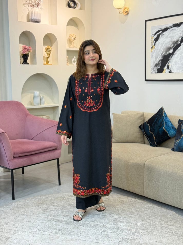 BLACK HOOR LONG LENGTH CO-ORD SET STITCHED FOR GIRLS