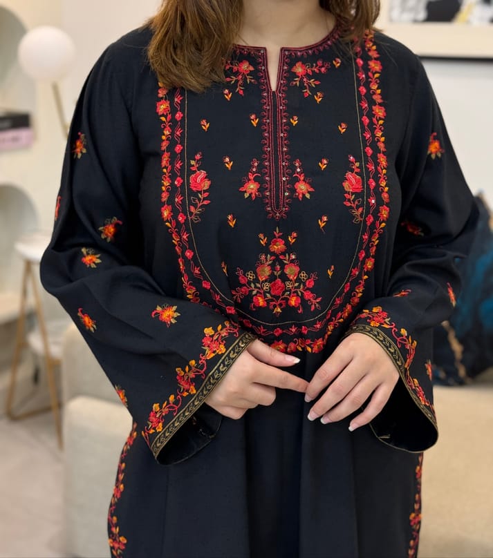 BLACK HOOR LONG LENGTH CO-ORD SET STITCHED FOR GIRLS