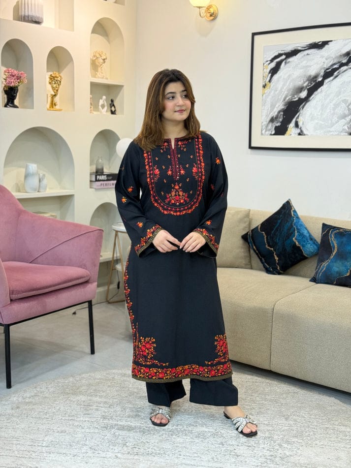 BLACK HOOR LONG LENGTH CO-ORD SET STITCHED FOR GIRLS