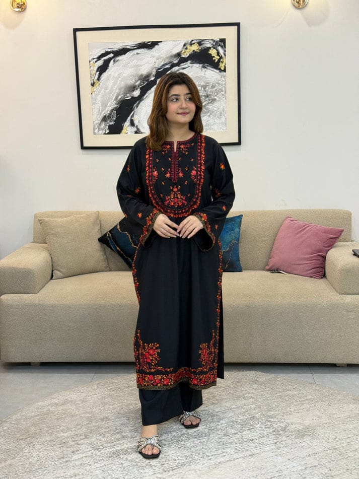 BLACK HOOR LONG LENGTH CO-ORD SET STITCHED FOR GIRLS