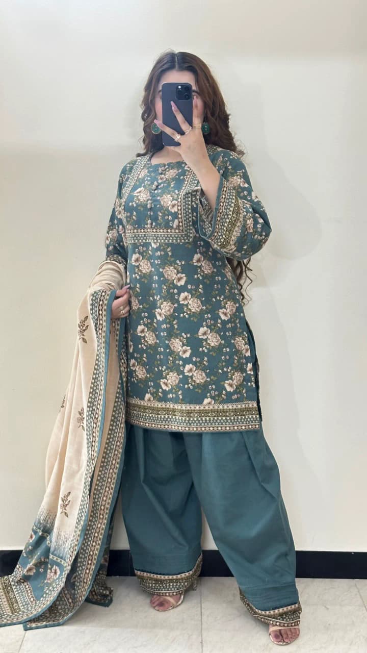 HIRA 3PC SUIT (FARSHI SHALWAR) STITCHED FOR GIRLS