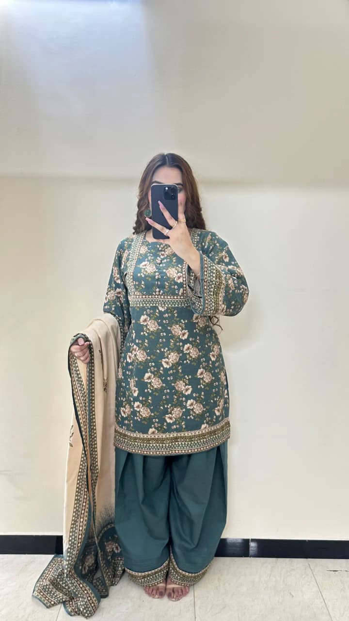 HIRA 3PC SUIT (FARSHI SHALWAR) STITCHED FOR GIRLS