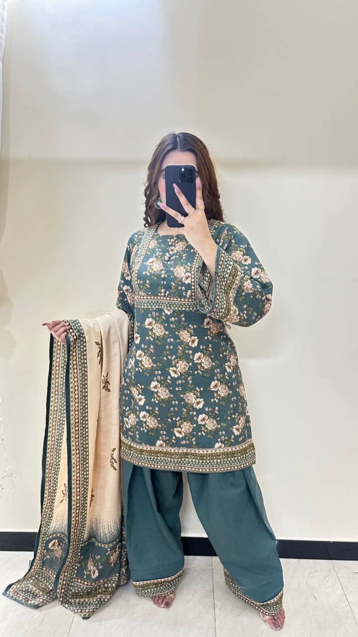 HIRA 3PC SUIT (FARSHI SHALWAR) STITCHED FOR GIRLS