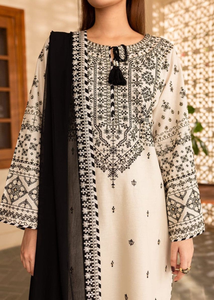Elegant 3-Piece Cotton Embroidered Stitch Suit