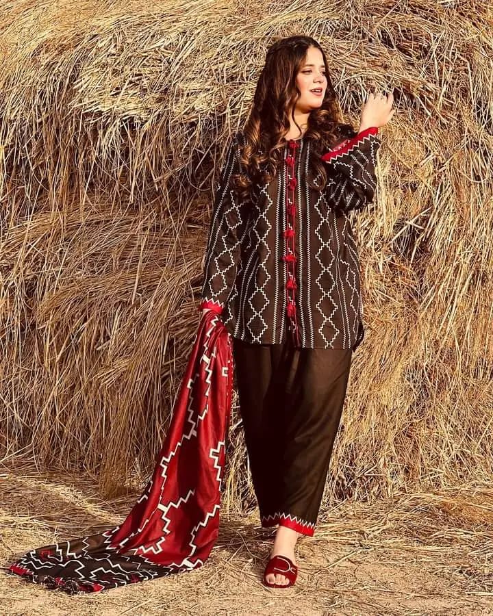 AJRAK DIGITAL PRINT 3PC STITCHED FOR GIRLS